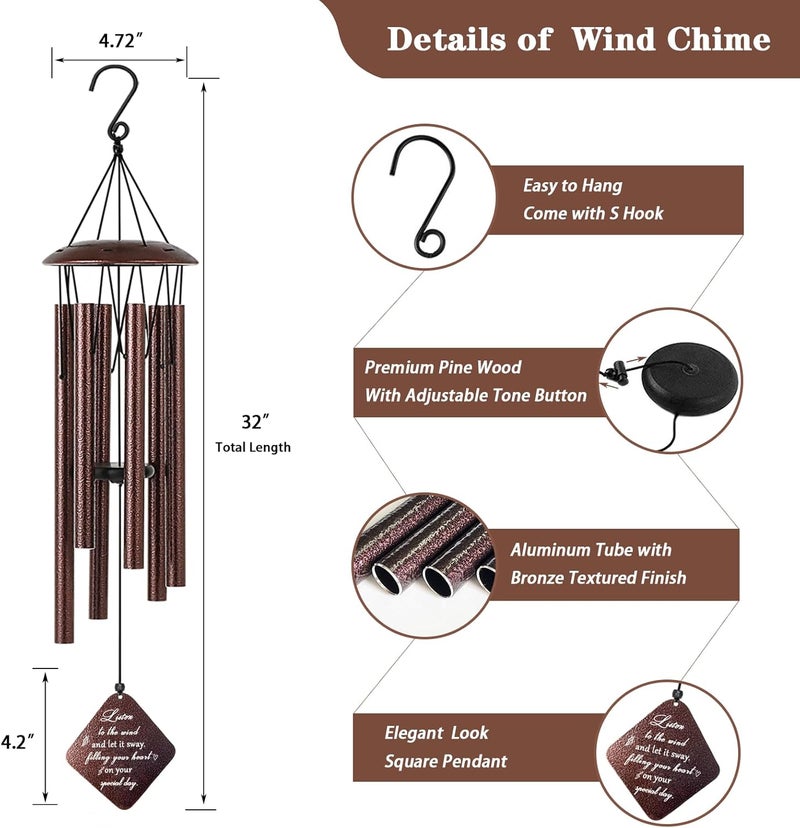 Doopeer 60th Birthday Gifts for Women, 32” Wind Chimes Happy 60 Year Old Birthday Gifts for Her Mom Sister Wife Grandma - Image 5